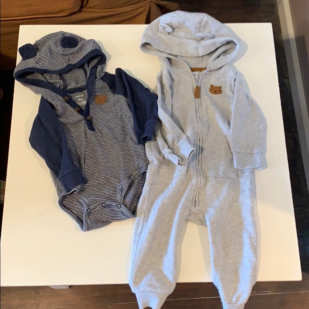 Set of 2 Hooded Bear Theme Body suits 12 mo